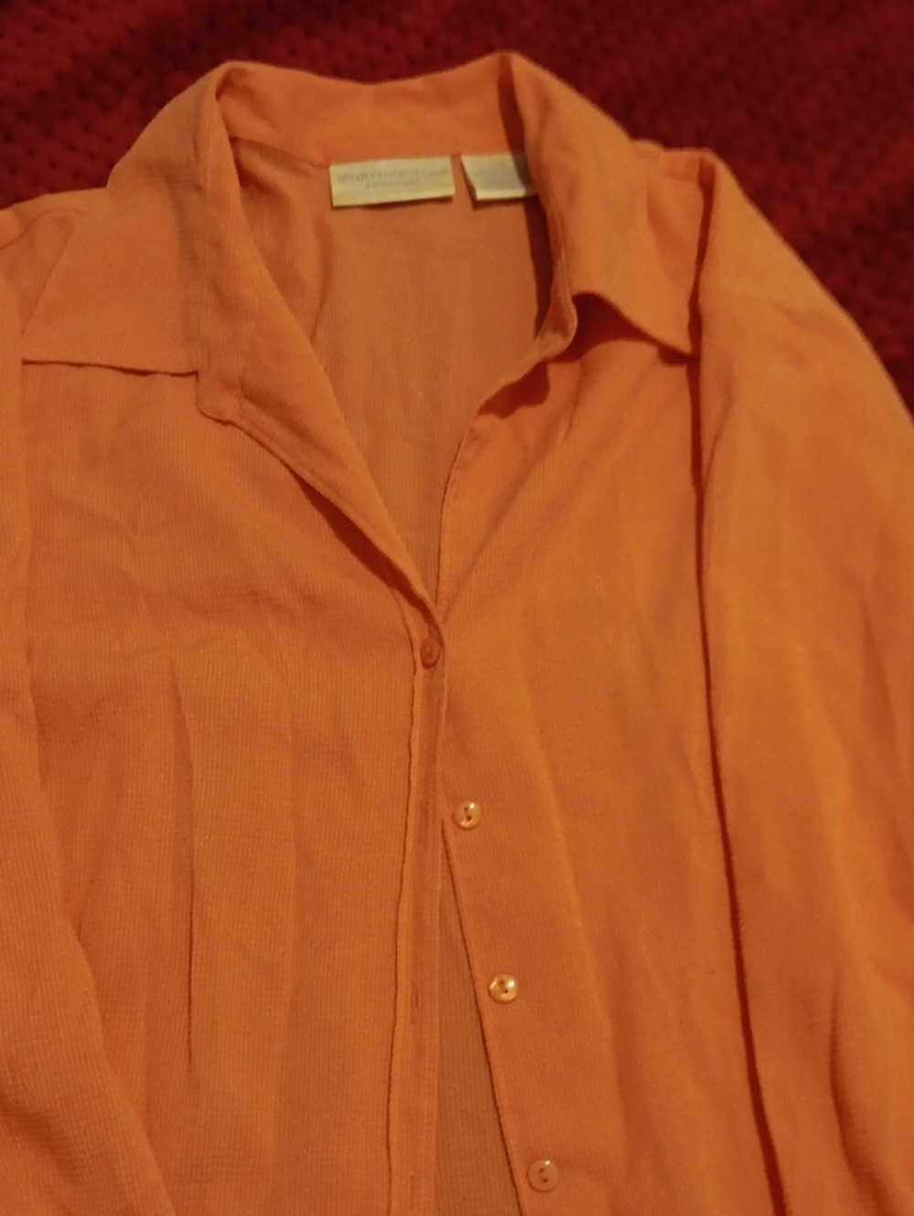 adidas Orange Lightweight Button-Up Top
